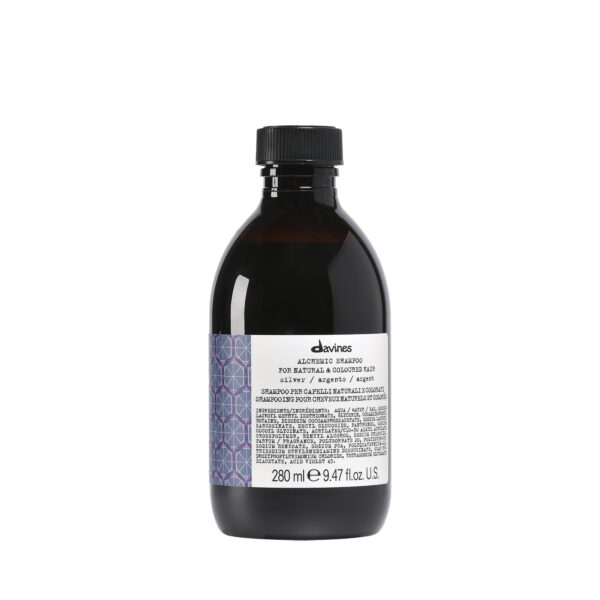 Davines Alchemic Shampoo Silver – silberfarbenes Shampoo in eleganter Flasche zur Neutralisation von Gelbstich