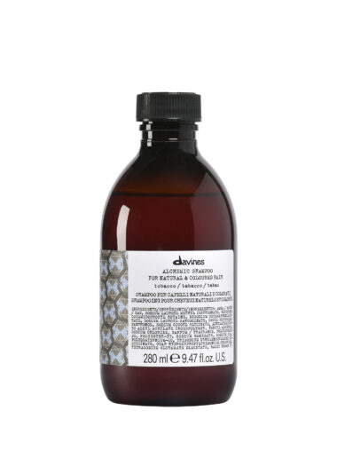 Davines Alchemic Shampoo Tobacco – pflegendes Shampoo in brauner Flasche für tabakfarbene Haarnuancen