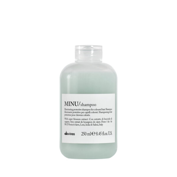 Davines MINU Shampoo 250 ml – farbschützendes Shampoo für coloriertes Haar mit Glanz-Effekt.