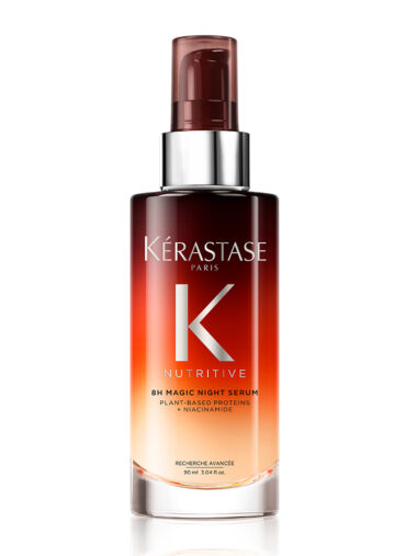 Glasflasche mit Pipette, Produktname „Kérastase Nutritive 8H Magic Night Sérum“