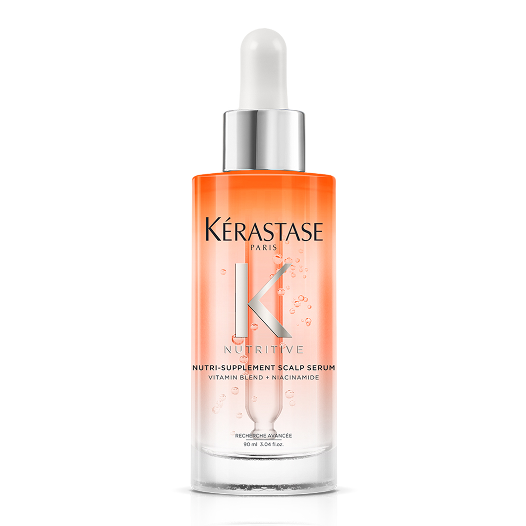 Glasflasche mit Pipette, Produktname „Kérastase Nutritive Nutri-Supplement Scalp Sérum